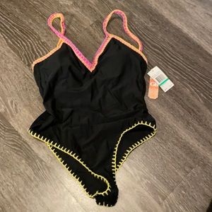 Black one piece with neon detail